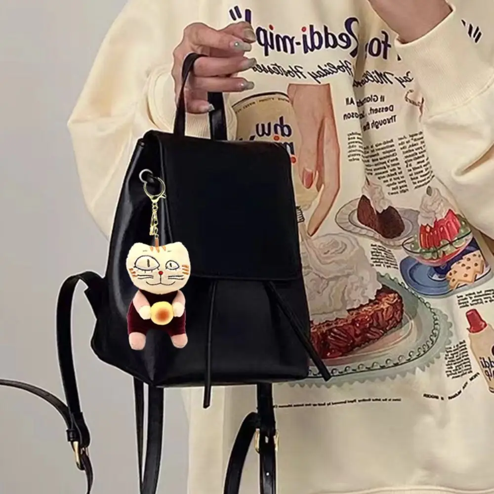 Kreatywny pluszowy breloczek do kluczy z kotem, puszysty, miękki, uroczy pluszowy kot, kolorowy pluszowy breloczek ze zwierzątkiem w stylu Ins dla dzieci i dziewczynek.