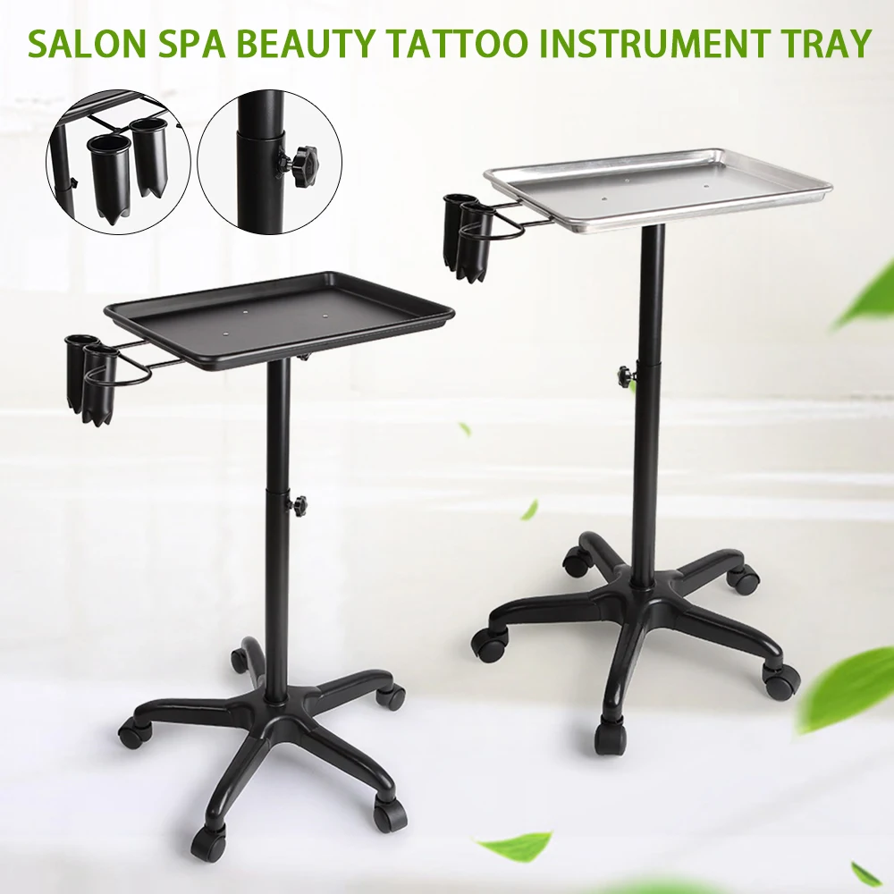 

Beauty Salon Spa Tattoo Rolling Trolley Mobile Equipment Hairdressing Tool Cart Service Instrument Tray Black/Silver