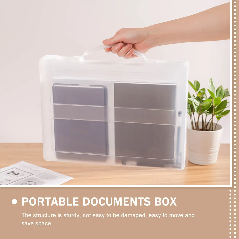 

Handled File Box Transparent Portable A4 Document Organizer Plastic Certificate Container For Office School