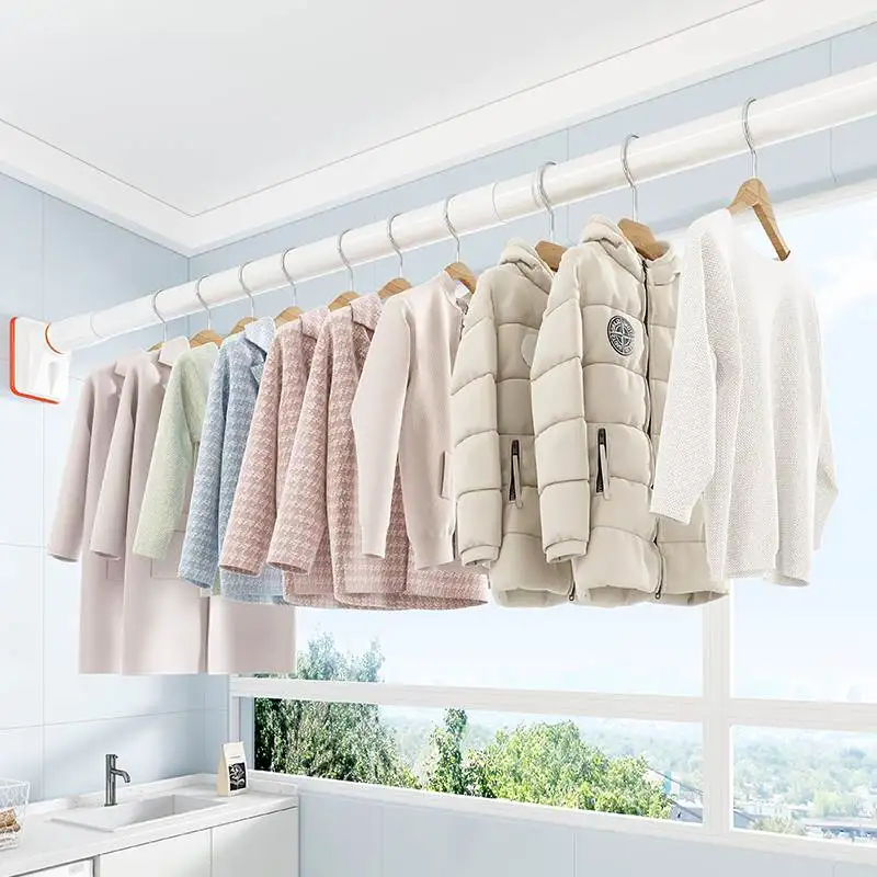 

Регулируемая вешалка для сушки белья без сверления, с креплением на балконную перегородку, фиксированный карниз для ванной комнаты, прочная штанга для сушки одежды