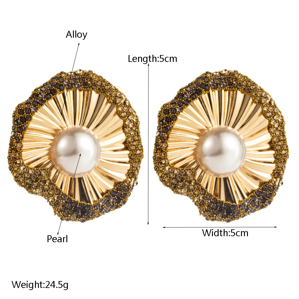 Metal Imitation Pearl Acrylic Geometric Stud Earrings for Women New Simple Trend Design Jewelry Party Accessories