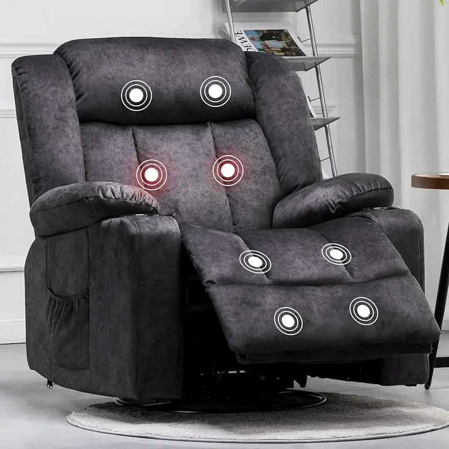 

COMHOMA Recliner Chair Massage Rocker with Heated 360 Degree Swivel Lazy Boy Recliner Single Sofa Seat with Cup Holders for