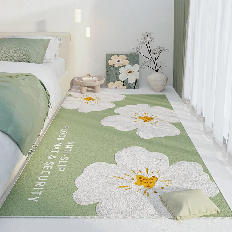 Morandi Floral Print PVC Kitchen Floor Mat Oil-proof Water Proof Wipeable No-clean Easy Clean Rug Scratch-Resistant Carpet 러그