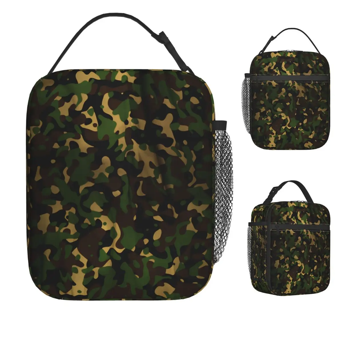 

American Color Camouflage Pattern Lunch Bag Aesthetic Lunch Box For Child Travel Portable Zipper Cooler Bag Tote Handbags