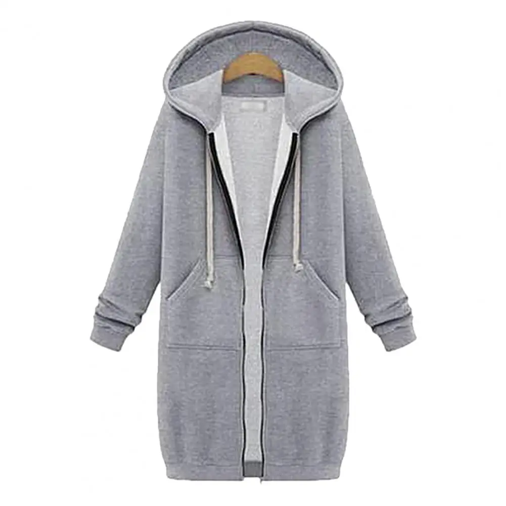 

Autumn Women Long Hoodies Sweatshirt Coat 2023 Zip Up Outerwears Hooded Jacket Winter Casual Pockets Outwear Tops clothes