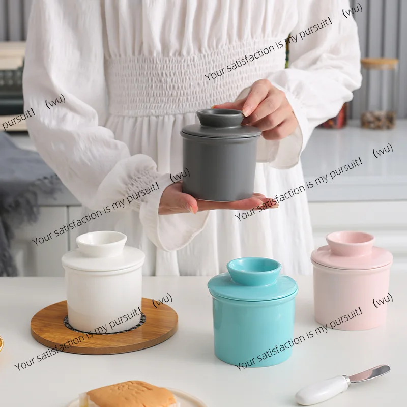 Ceramic Butter Box, Western Cheese Butter Dish with Lid Set, Household Jar