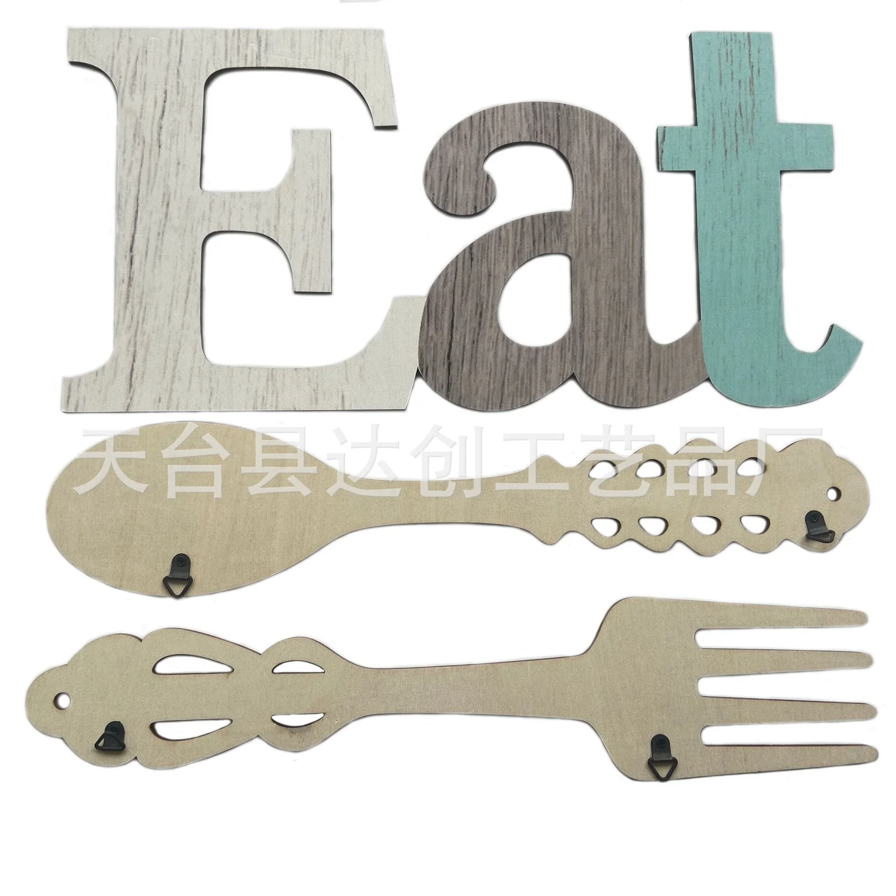 DIY drewniane litery do jednostronnego drukowania EAT łyżka widelec grubość 5mm, zestaw 3 sztuki