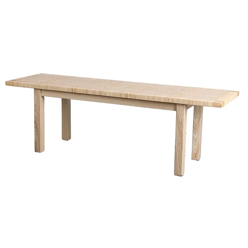 

Internet Celebrity Natural Wind Rattan Bench Shoe Changing Stool Real Rattan Solid Wood Stool Bench Long Coffee Table End Stool