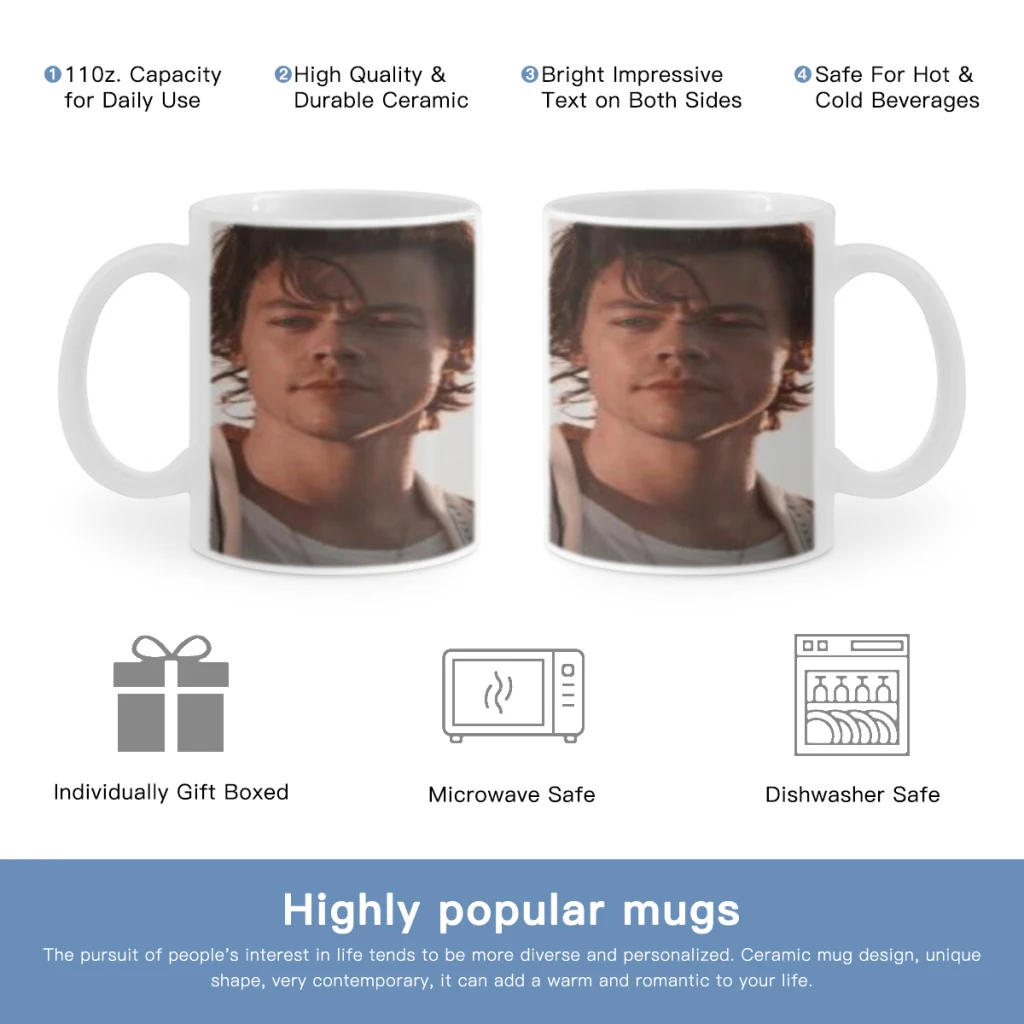 

Singer H-Harry_S-Styles Free shipping Coffee Mug 11oz Fun Ceramic Coffee Tea Cocoa Cup Handle Tea Drink Cup