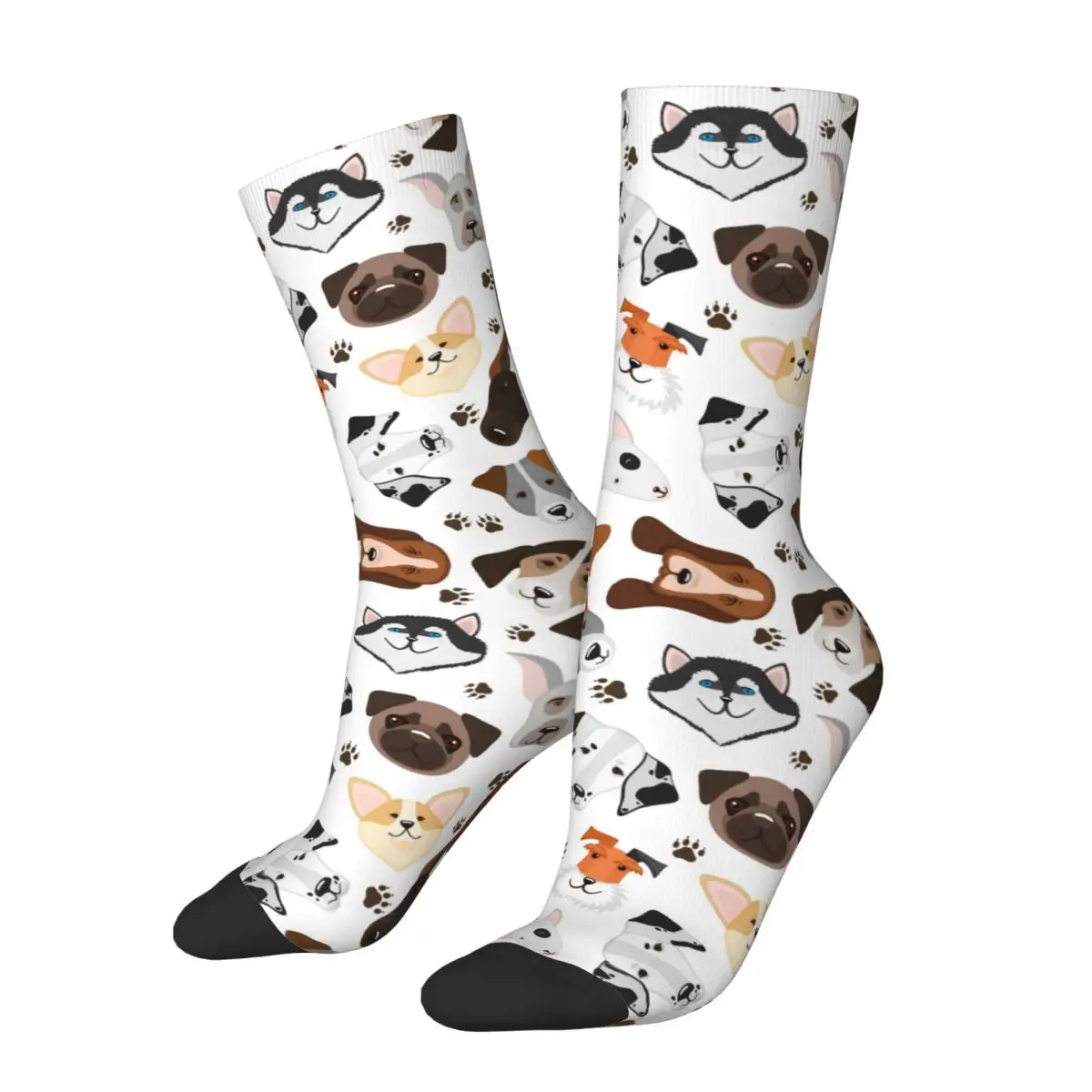 Happy Funny Men's compression Socks Head Vintage Harajuku Dog Gentle And Quiet Be Clever And Sensible Street Crew Crazy Sock