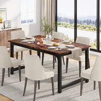 Tribesigns 63"x31.5" Dining Table, Industrial Kitchen Table for 6-8 Person, Rectangular Dinner Table for Dining Room Kitchen 5