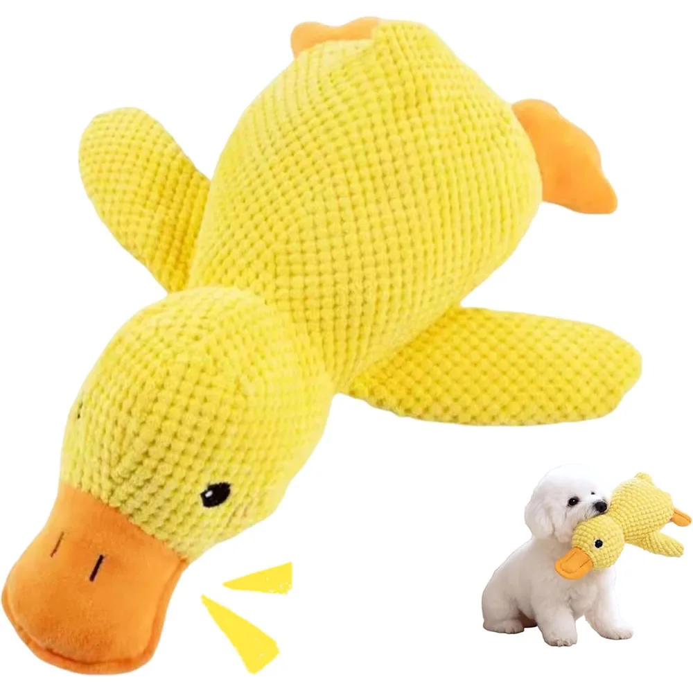 

Duck Squeaky Plush Dog Chew Toy, Bite Resistant Molar Duck Toy for Small Large Dogs