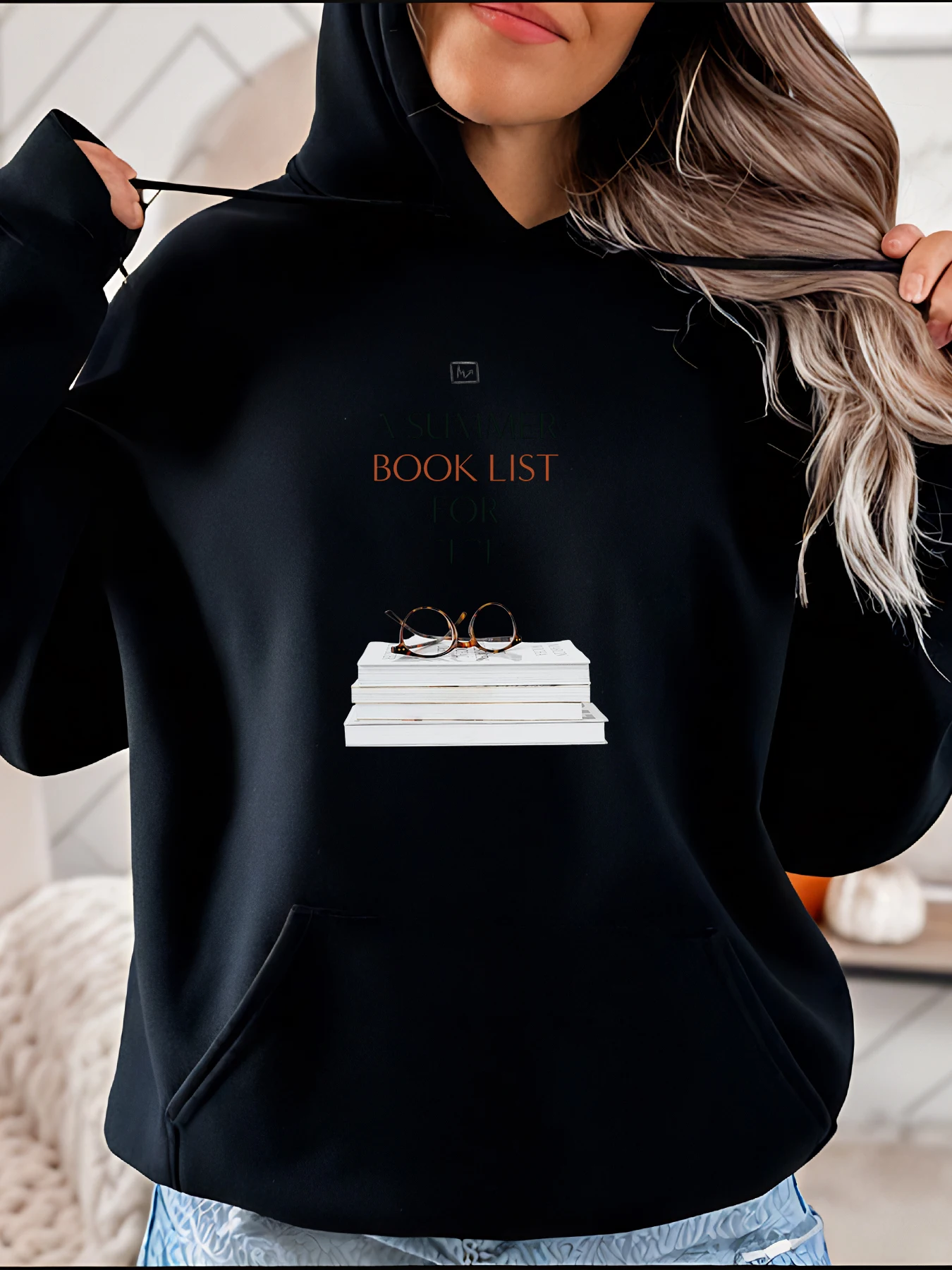 

Толстовка с капюшоном в списке книг и очках с принтом, повседневная женская толстовка для любителей чтения, студентов 280