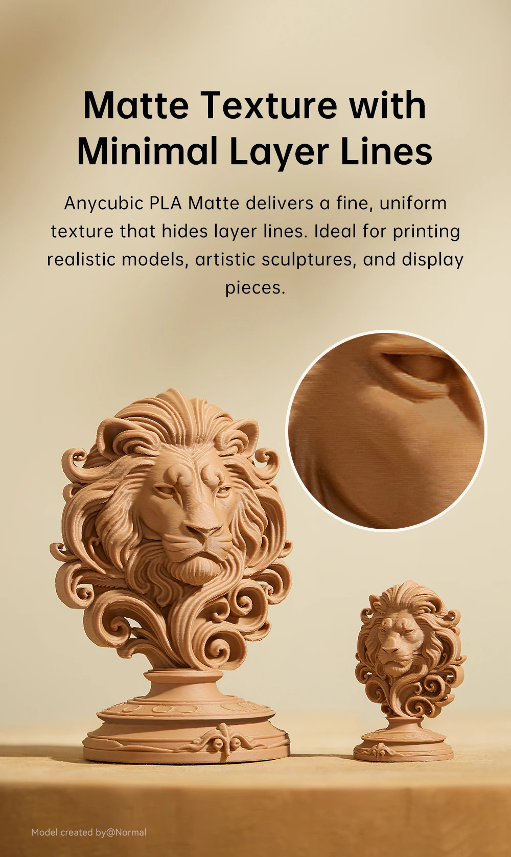 ANYCUBIC Matte PLA 3D-Drucker-Filament 1,75 mm 1 kg/Rolle PLA Mattes Filament 3D-Druckmaterial für Spielzeugmodelldruck – Detail 2