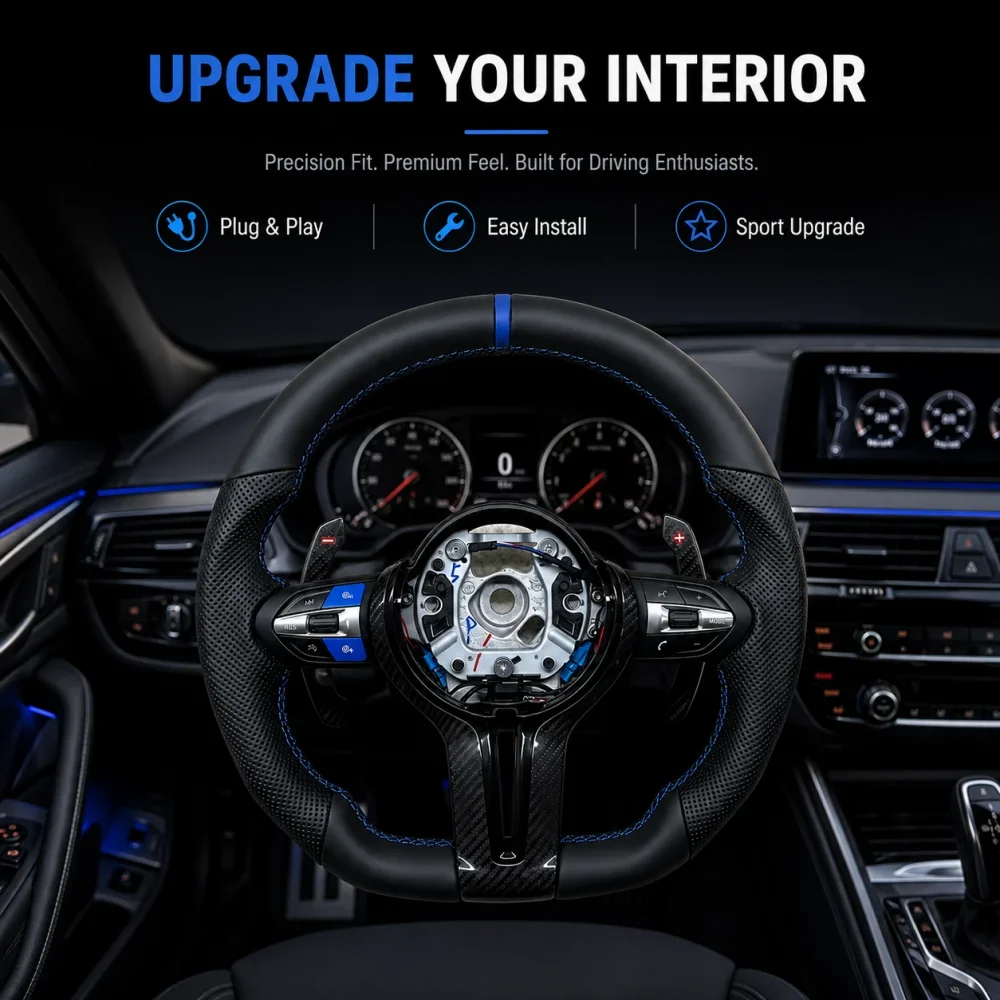 For BMW M Sport For F10 F12 F30 F32 F34 F45 F22 F39 F15 F16 F25 F26 M3 M5 M6 Upgraded Carbon Fiber With Blue Mark Steering Wheel