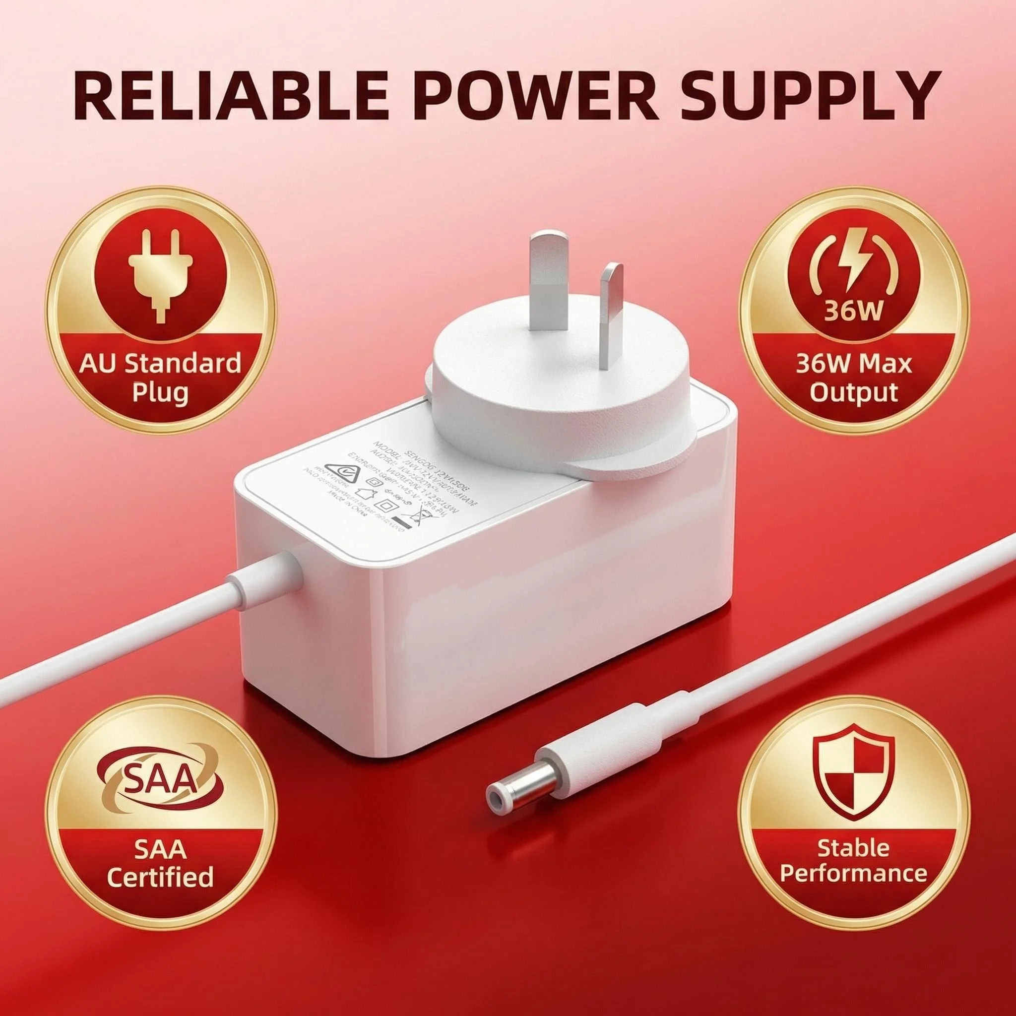 Australian standard 12V3A 36W DC 5.5MM * 2.5mM power adapter, capable of driving industrial electromechanical and other equ