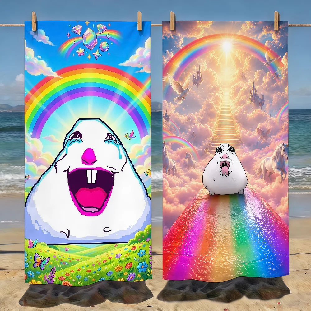 Hamster Meme Cute Mouse Towel Soft Pool Gift For Travel Gym Shower Camping Quick Dry Sports Beach Towels