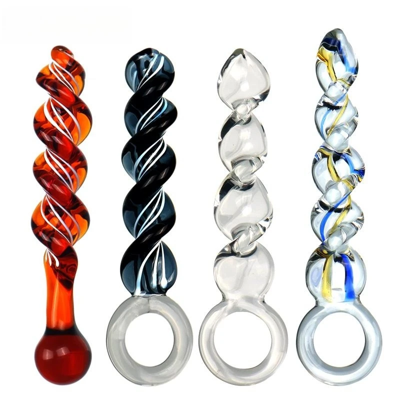 

VaHppy Threaded Circle Female Masturbation 20*3.5cm Stained Glass Dildos Sex Toys For Girls Gay Artificial Penis Anal Plugs