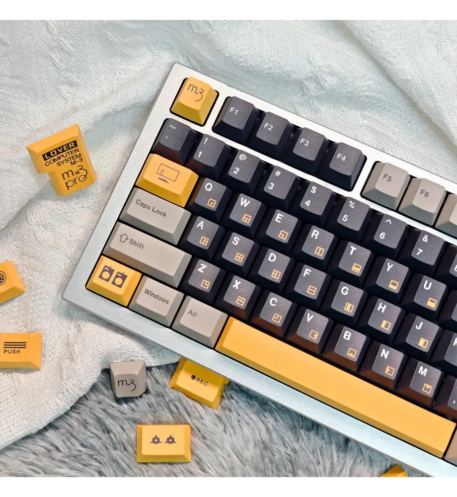 Keycap classic replica yellow gray black color scheme simple boys mechanical keyboard cap pbt hot sublimation