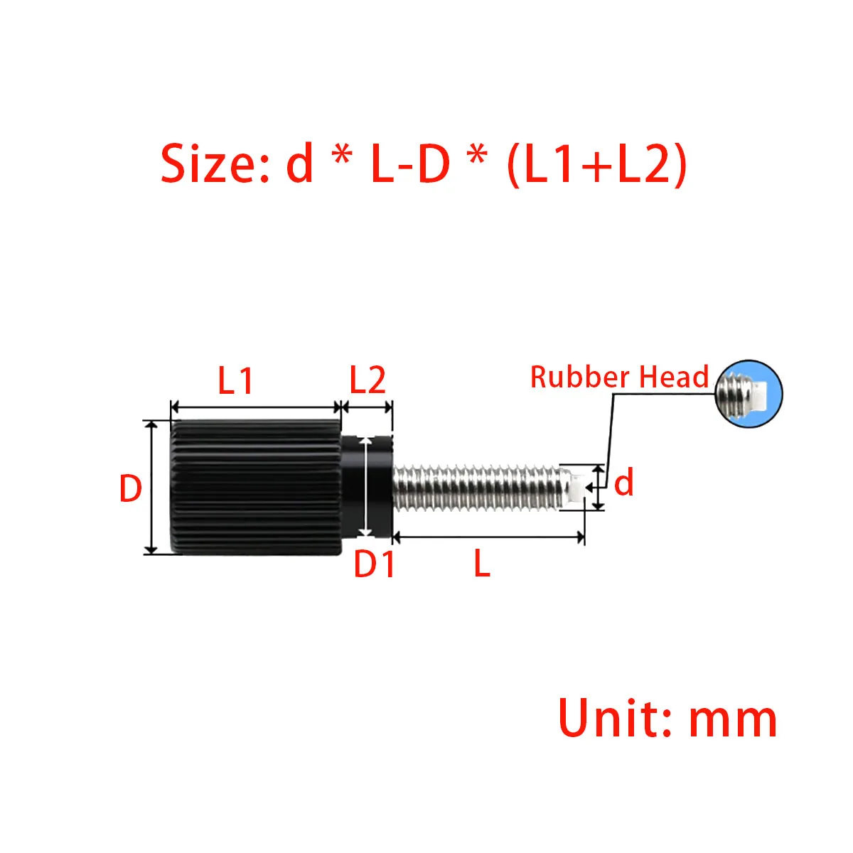 Aluminum Alloy Rolling Head+stainless Steel Thread with POM Buffer Adhesive, Manual Tightening Bolt, Aluminum Finger Screw M3 M4