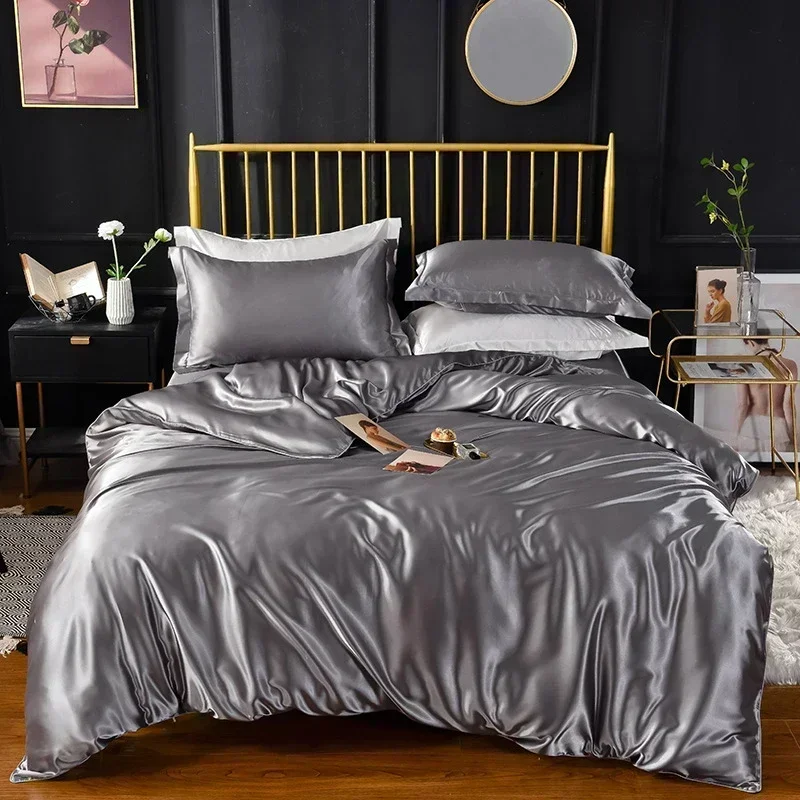 High End Stain Duvet Cover Set Double Rayon Fabric Luxury Bedding Set Queen Size Comfortable Silky Bedding Sets Quilt Cover Set