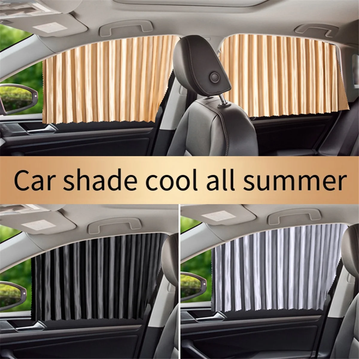 Car Gold Sunshade Automatic Retractable Magnetic Rail Car Curtains Car Window Sun Protection for Car Curtains