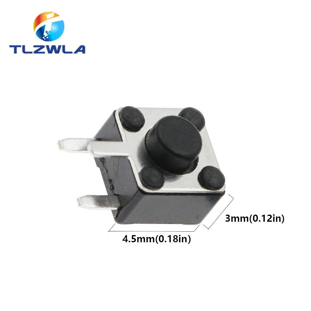 50PCS Micro Switch 4.5*4.5 3P Button Momentary Tactile Tact Push 3 Pin DIP Rgiht Angle 4.5x4.5x3.8/4.3/4.5/4.8/5/6/7/8/9/10 mm