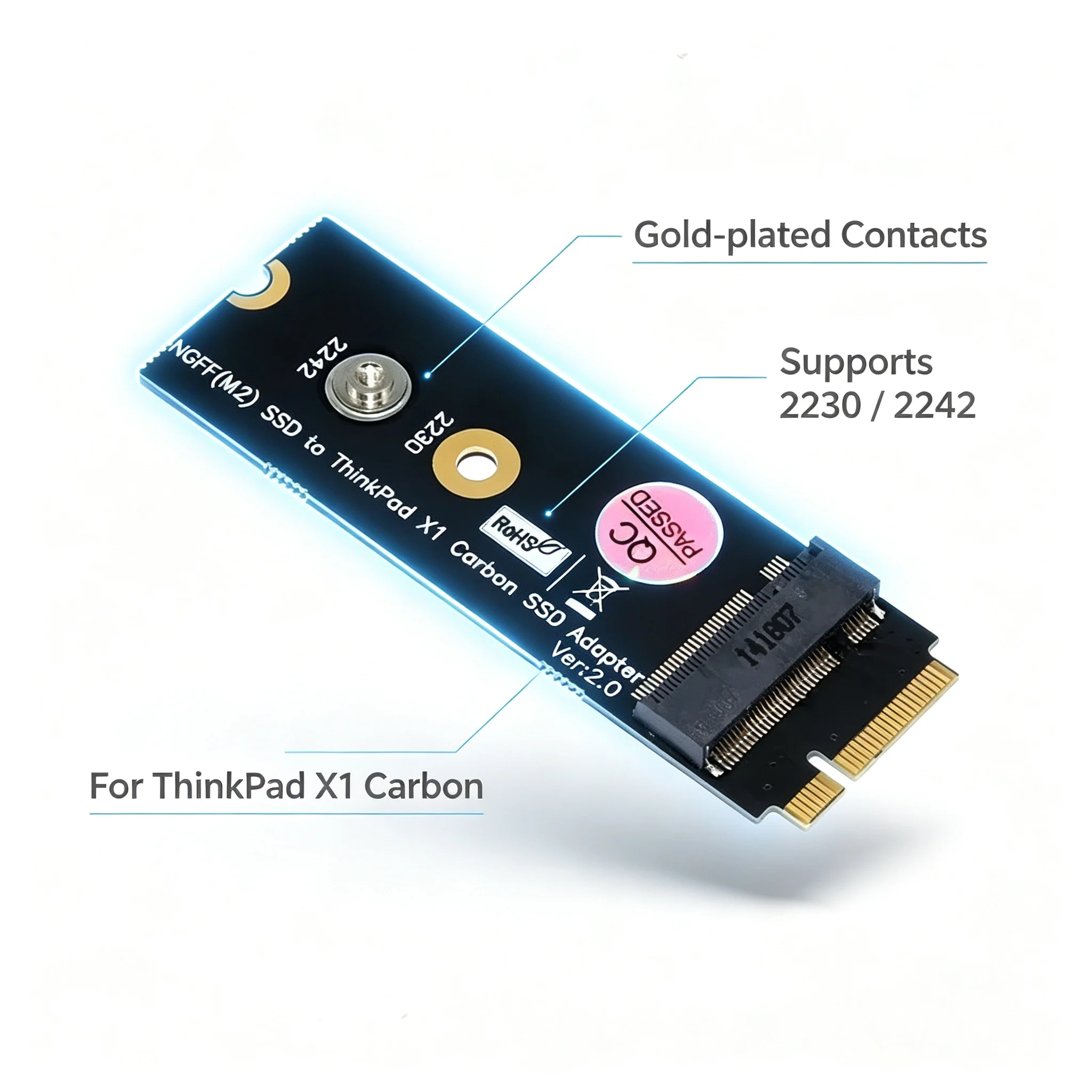 M.2 NGFF SATA-Bus KEY B SSD HDD Adapter Raiser 20 + 6 Pin SSD Converter Card for Lenovo Thinkpad X1 Carbon Support 2230 2242 M.2