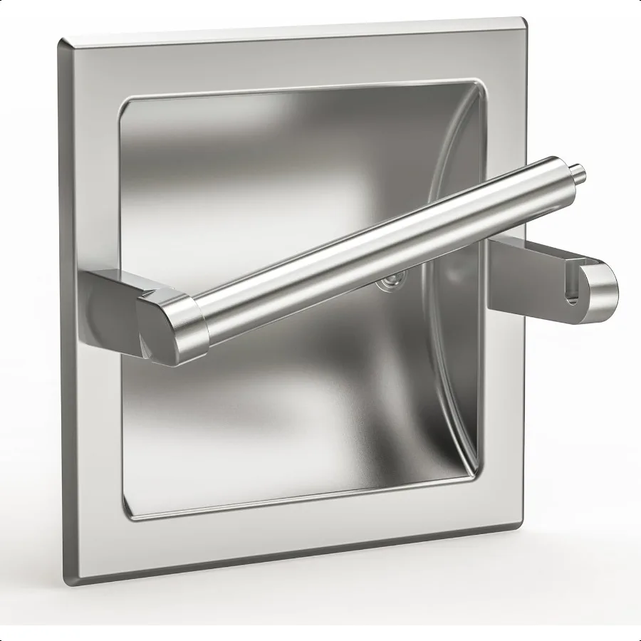 

Brushed Nickel Reced Toilet Paper HolderPivoting Toilet Tissue Holder Made of SUS304 Stainl Steel in Wall Toilet Paper Holder w