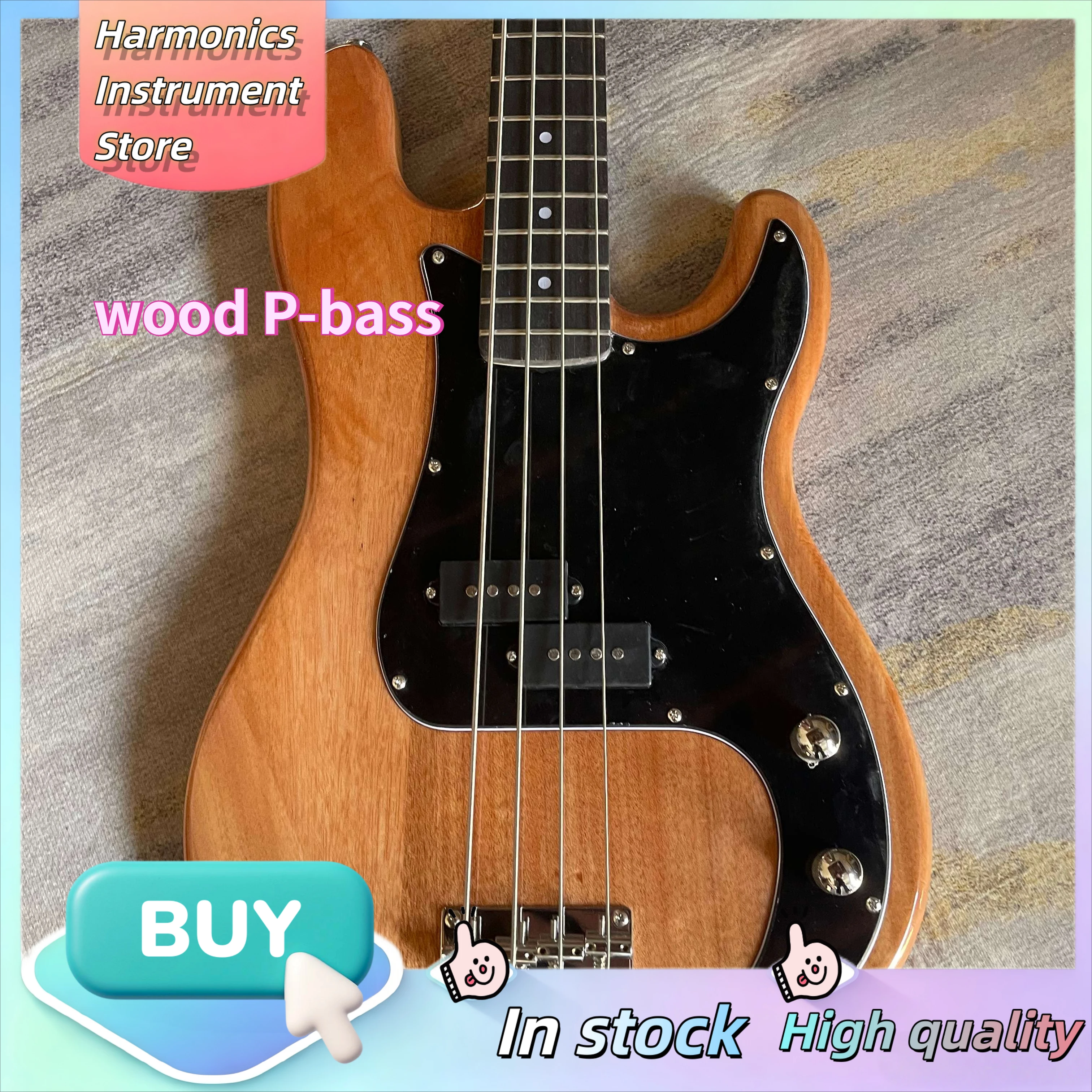Guitare basse électrique Bass Natural Gloss 1982 P-Bass Precision Bass 4 cordes, bobine simple séparée, guitare basse rock pour débutants
