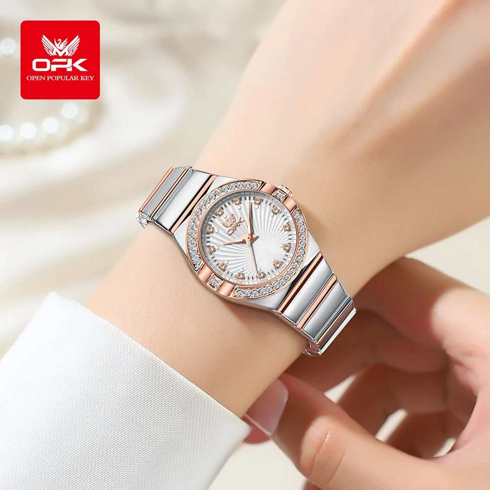 OPK Women's Watches 6042 Luxury Fashion Original Quartz Watch for Lady Elegant Small Dial Waterproof Stainless Steel Luminous