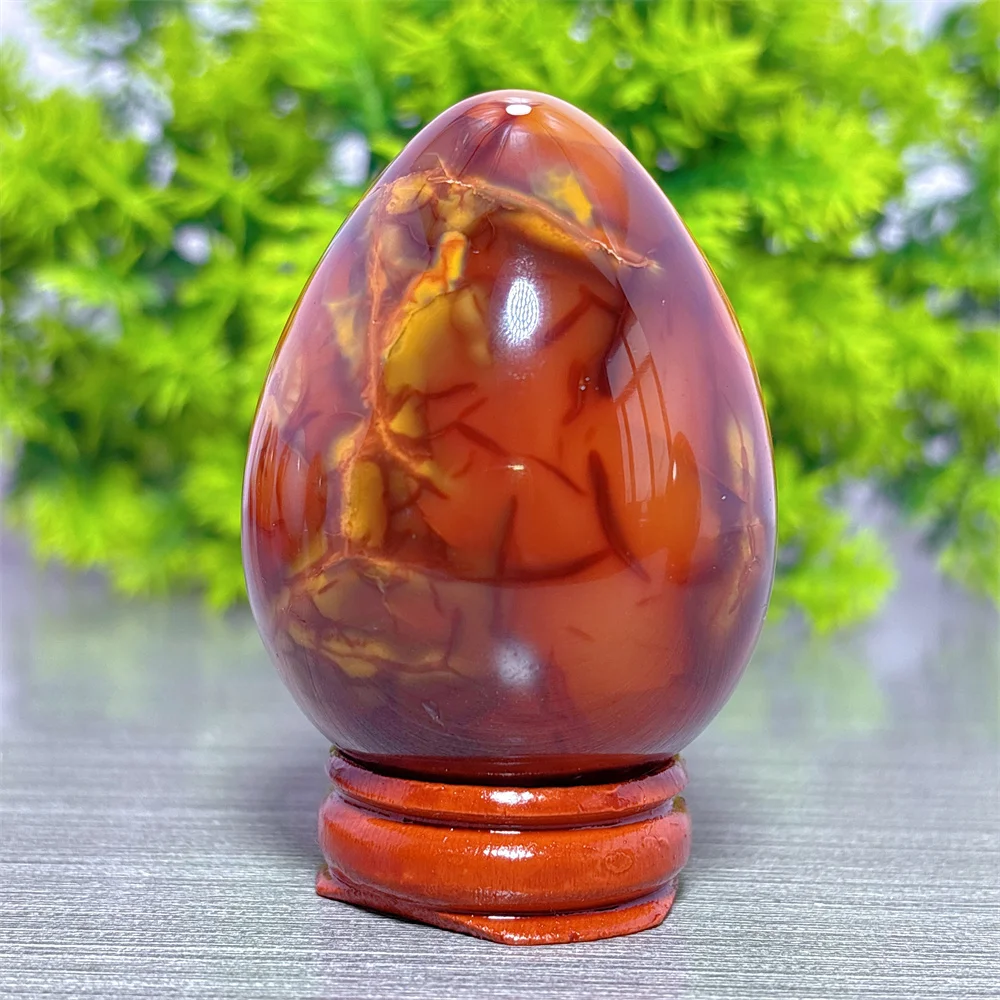 Carnelian Egg Natural Crystal Home Decoritems Room decor Luck Quartz Stone Garden Reiki Healing Energy Love Gifts +Stand