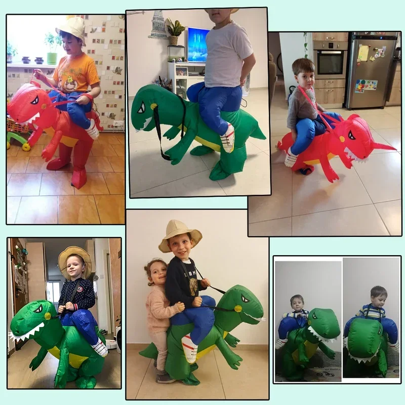 Kids Child Dinosaur Inflatable Costume Anime Mascot Dress Suit Halloween Purim Christmas Party Cosplay Costumes For Boys Gi MN12