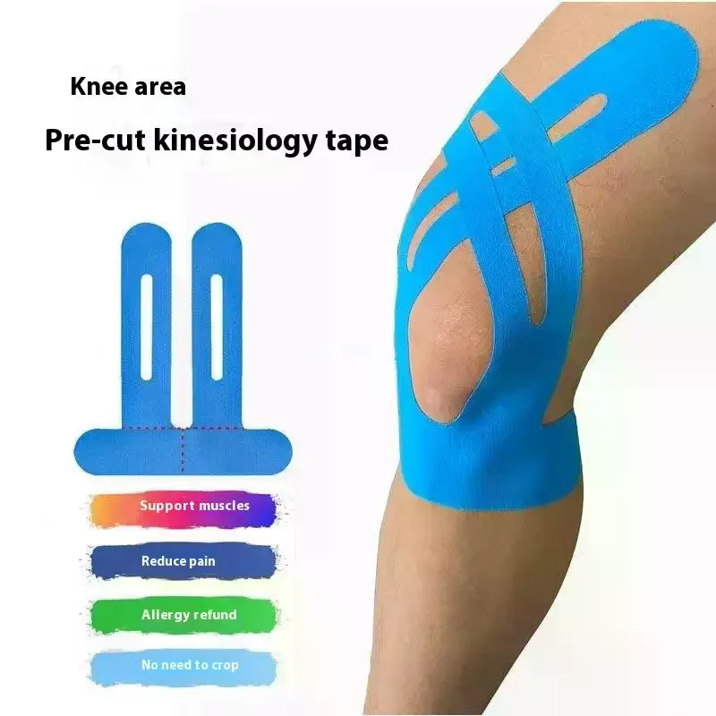 

1/5 шт. предварительно вырезанная кинезиологическая лента для коленей, водонепроницаемая эластичная дышащая спортивная лента, спортивный бинт