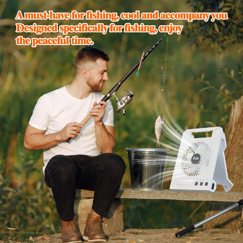 Folding Solar Panel Silent Fan - Ultra Lightweight, USB Output for Camping/Tent/Car/Home, Multi-Scene Emergency Cooling