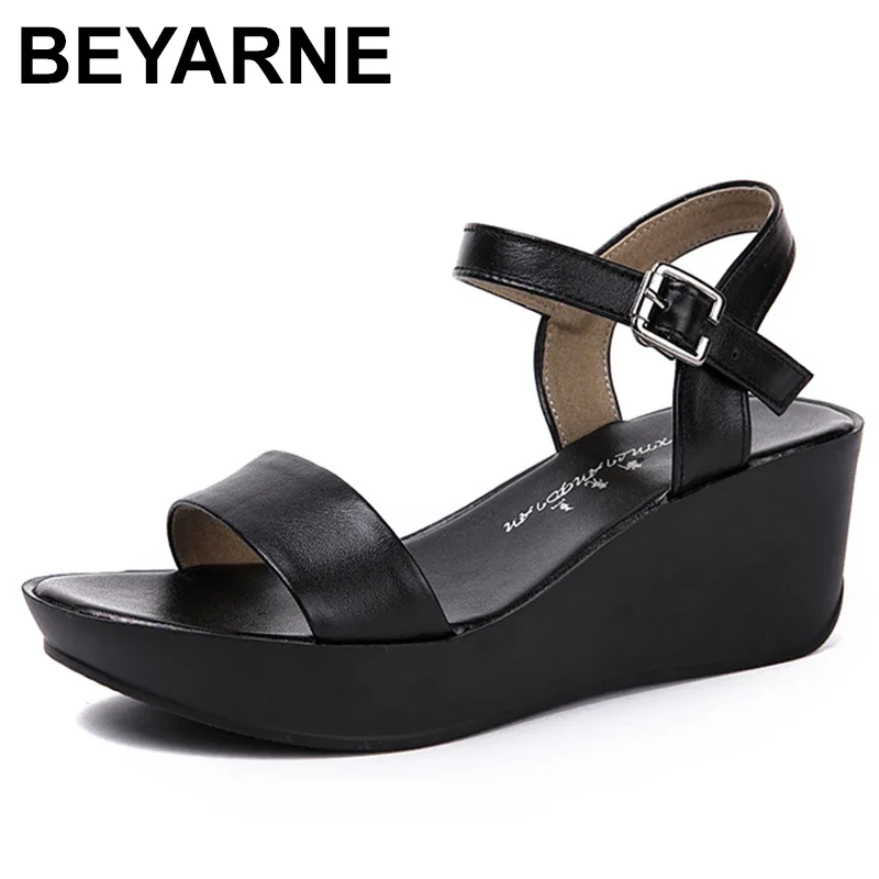 Big Size 34-43 Comfortable Medium Heels Shoes for Mother  Summer Thick Sole Platform Wedges Sandals Beach Office