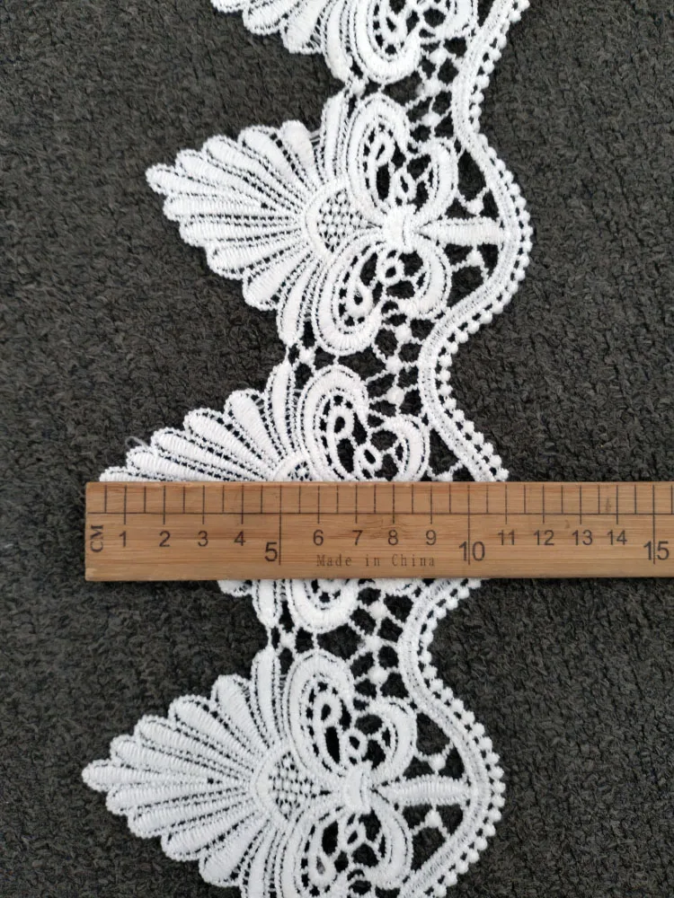 Vintage Barocke bestickte Spitzenborte 11cm, florale Spitzenverzierung, weiche Nähborte für Hochzeitskleid, Party, DIY-Dekoration Wasserlösliche Spitzenstoff Farbe Elfenbein – Detail 2