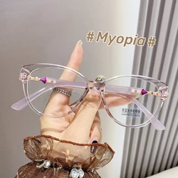 New Anti-blue Myopia Glasses Shell Vintage Round Frame Eyewear Near Sight Glasses for Men Women Short Sighted Minus Diopters