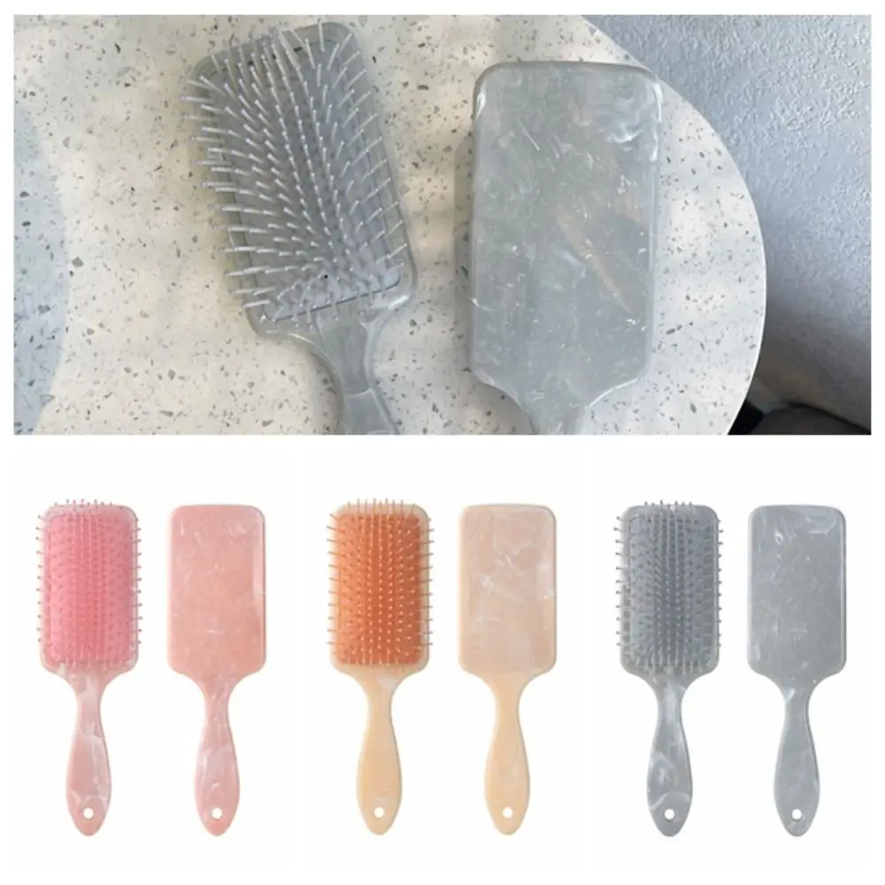 Anti Static Air Cushion Comb Square Marble Print Massage Comb Eco-Friendly Durable Hair Brush With Durable Abs Handle