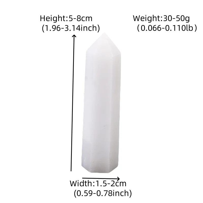 1PC Natural White Marble Polished Crystal Point Healing Stone Hexagonal Prisms Obelisk Wand Tower Energy Meditation DIY Gift