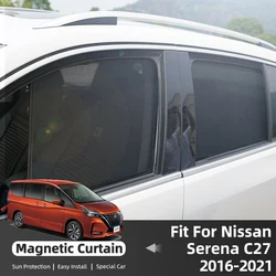 For Nissan SERENA C27 2017-2022 Magnetic Car Sunshade Shield Front Windshield Frame Curtain Rear Side Window Sun Shade Visor