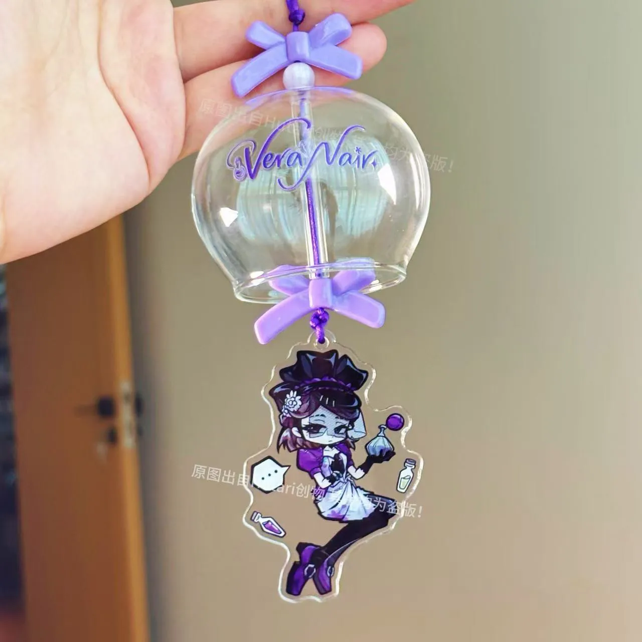 Campanella a Vento in Vetro Trasparente con Graffiti, Cosplay Anime Identity V, Accessorio per Camera da Letto, Regalo per Fan