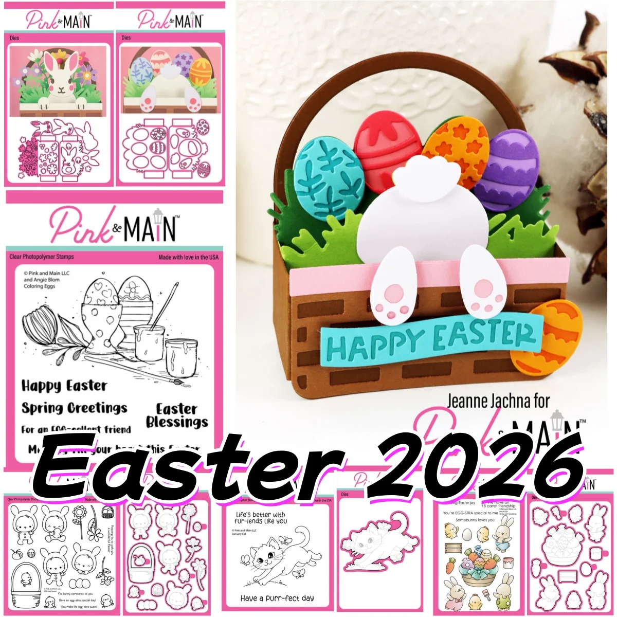 

Easter 2026 Bunny Coloring Eggs Basket Pop Up Clear Stamps Metal Cutting Dies for DIY Scrapbook Gift Card Template Decoration