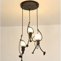 Retro Wrought Iron Chandelier Restaurant Cafe Clothing Store Living Room Lights Decoration Modern Creative Villain Lamps