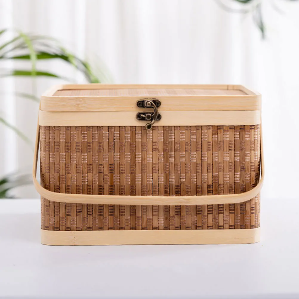 

Handheld Bamboo Woven Basket Multiuse Egg Storage Portable Picnic Home Decorative Multifunctional Gift Wrapping