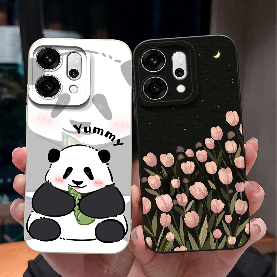For Oppo Reno14F 14 14Pro PhoneCase Cute Cat Flower Funda Soft Silicone Durable Housing For Reno14 14 F Cases Reno14Pro Coque