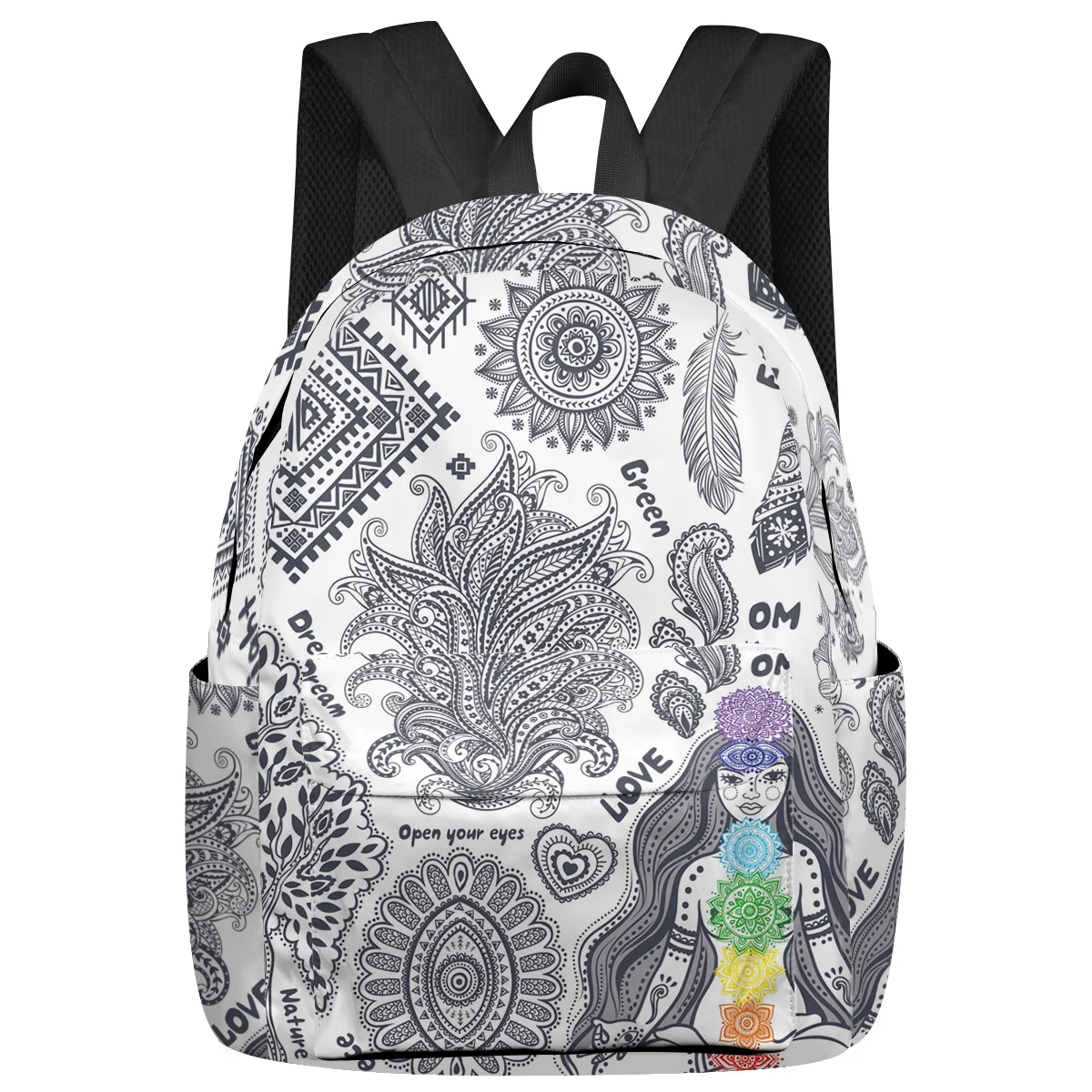 

Indian Symbol Yoga Girl Large Capacity Bookbag Travel Backpacks Schoolbag For Teenager Women Laptop Bags Rucksack