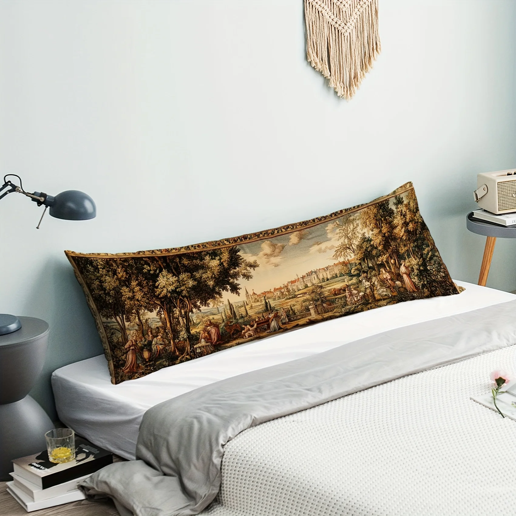 Vintage Tapestry Countryside Scenery Pattern Print Long Pillowcase, Home Decor, Pillow Cover, Bed Pillowcase (Pillow Insert Not