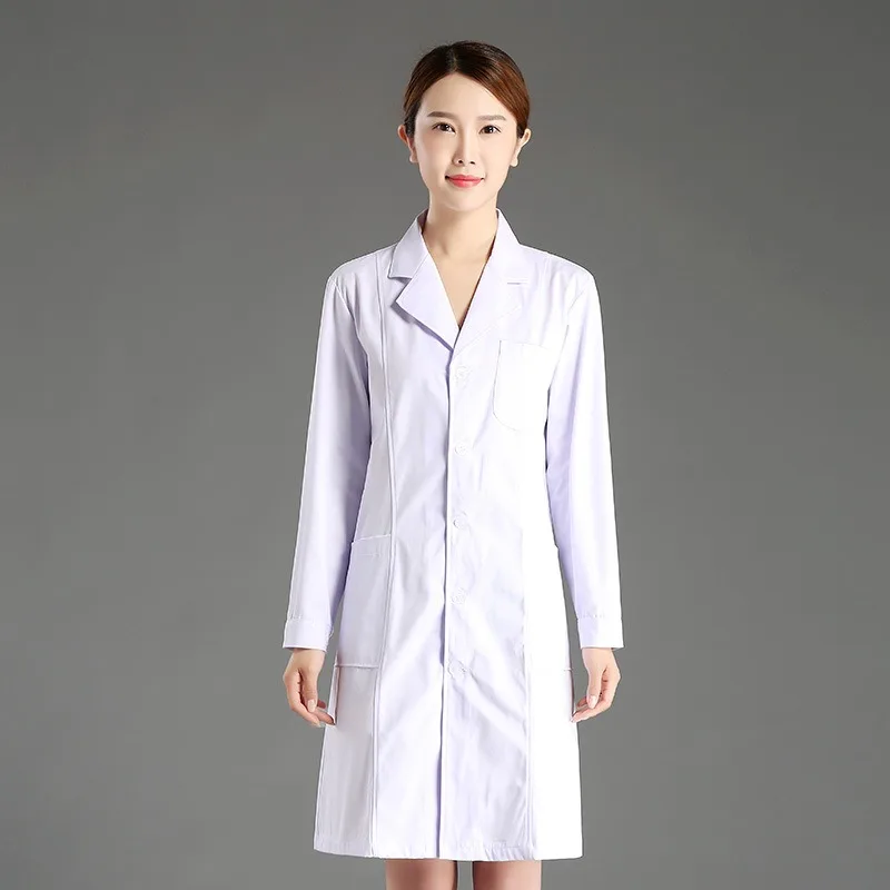 

Doctor Coat Winter Summer Lab White Coat Breathable Dustproof for Clinic Hospital Pharmacy