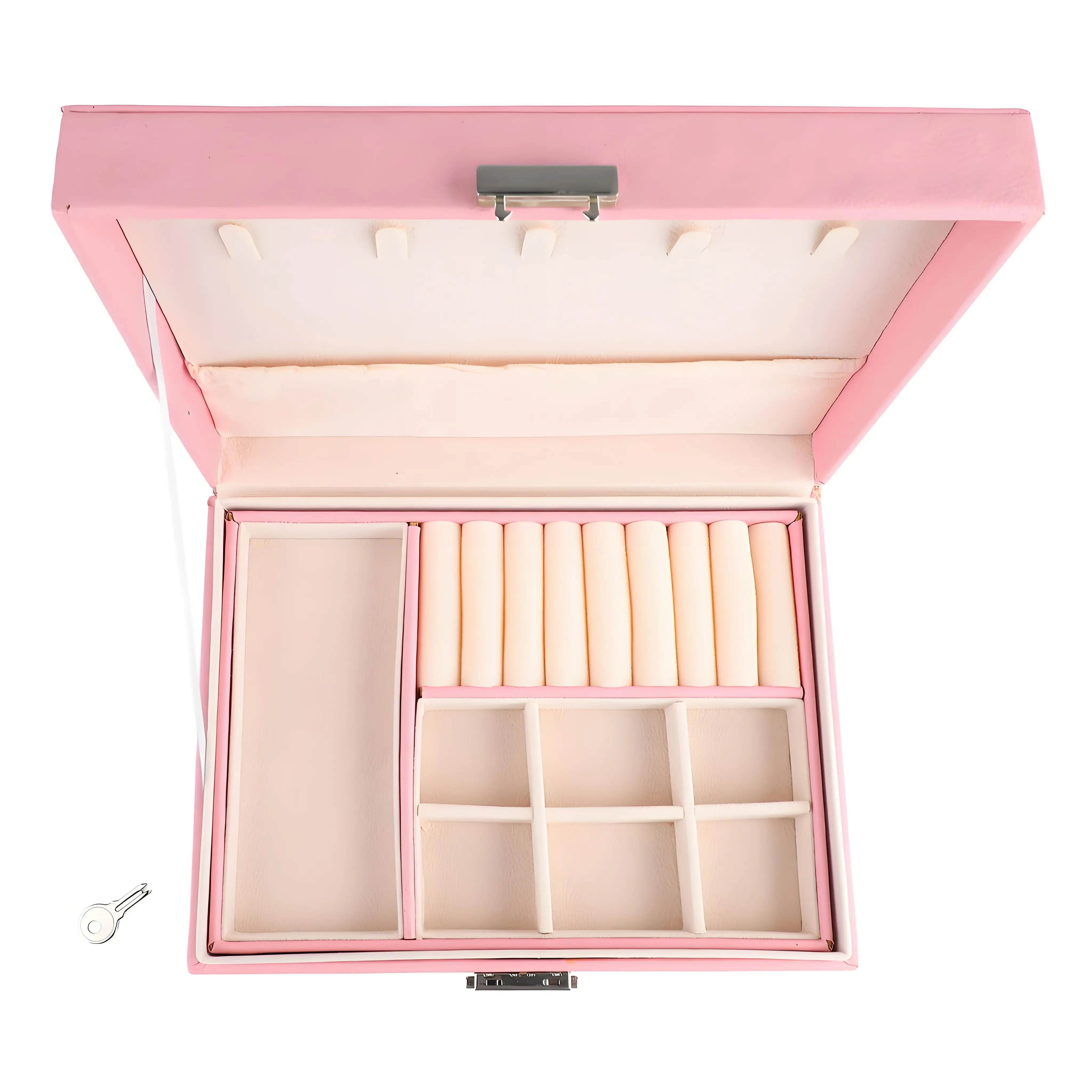 صندوق مجوهرات وحدات - منظم زينة من الجلد النباتي ✔ صواني FSC المعتمدة والطبقات (عرض حلقة/قلادة قابلة للفصل) #6